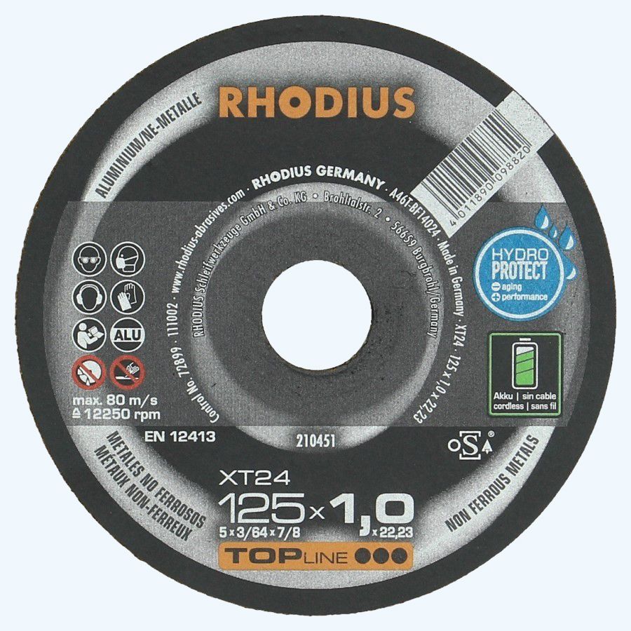 Doorslijpschijf ALUMINIUM 125 x 1,0 x 22,23 mm (Rhodius)