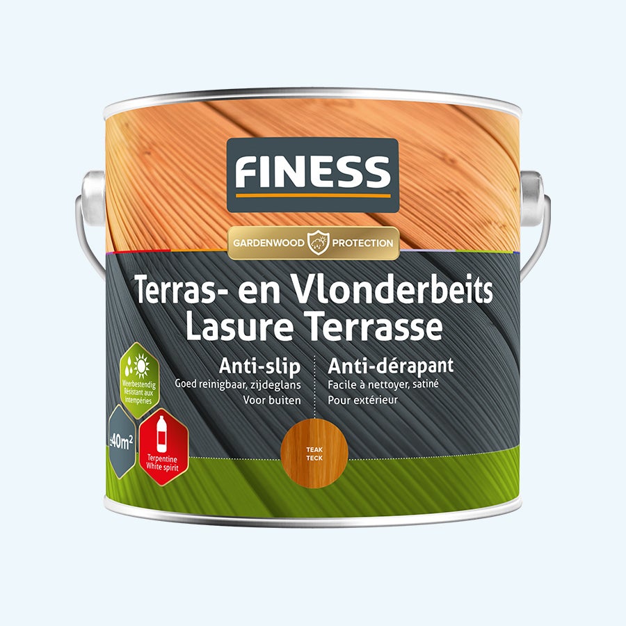 FINESS Terras en vlonderbeits anti-slip 2,5 L Teak FINESS Terras en vlonderbeits anti-slip 2,5 L Teak