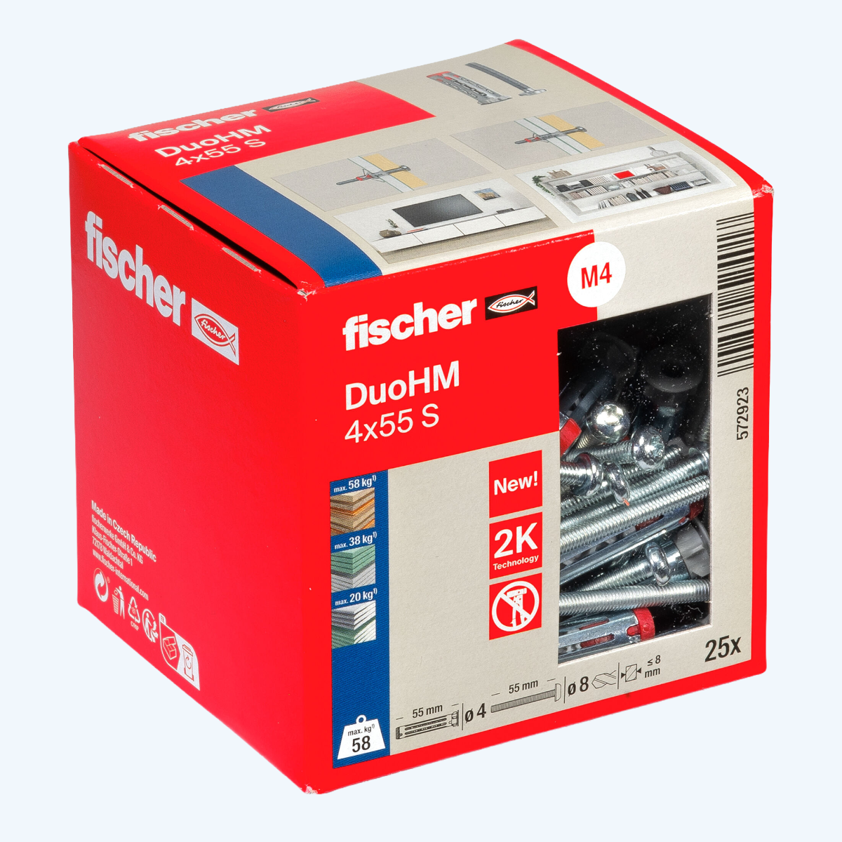 25 st fischer Hollewandplug DuoHM 4 x 55 S PH TX, Bolkopbout, TX-opname
