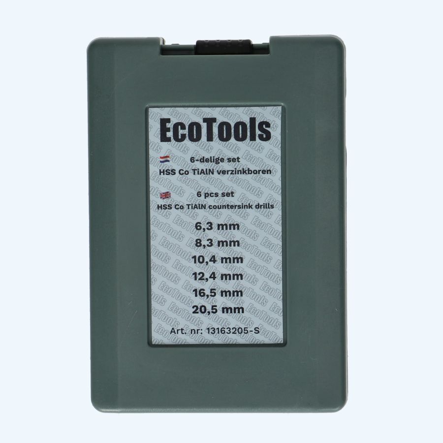 6-delige set HSS TiAlN verzinkboren