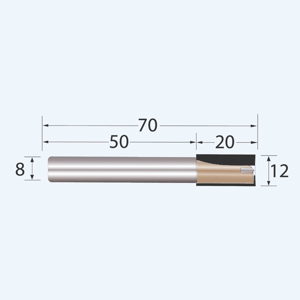 HM groeffrees Industrial 12 mm met ondersnijder