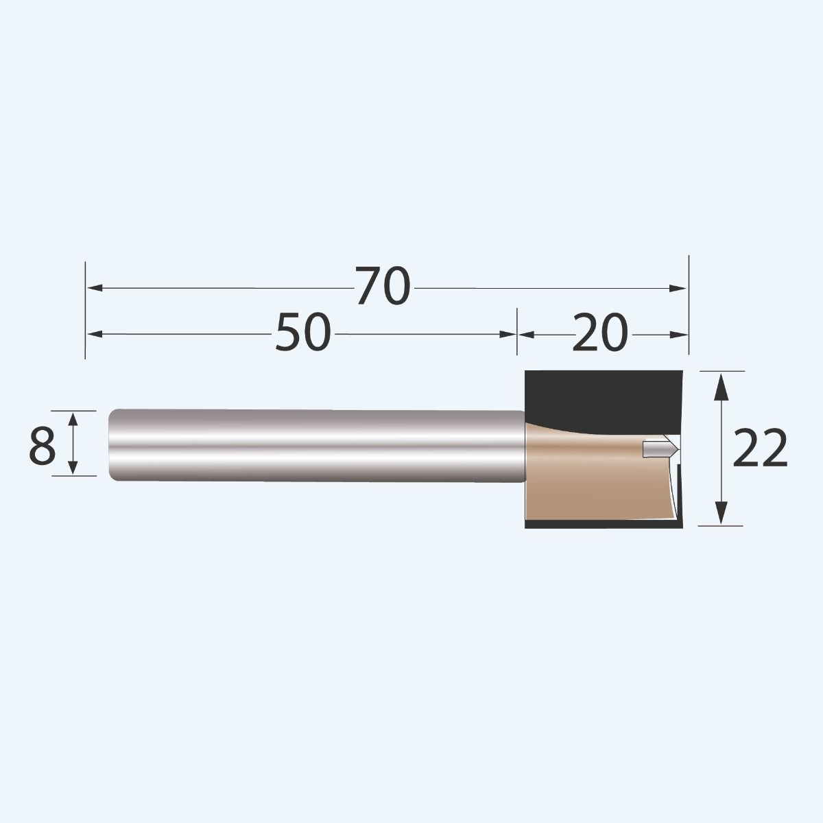 HM groeffrees Industrial 22 mm met ondersnijder
