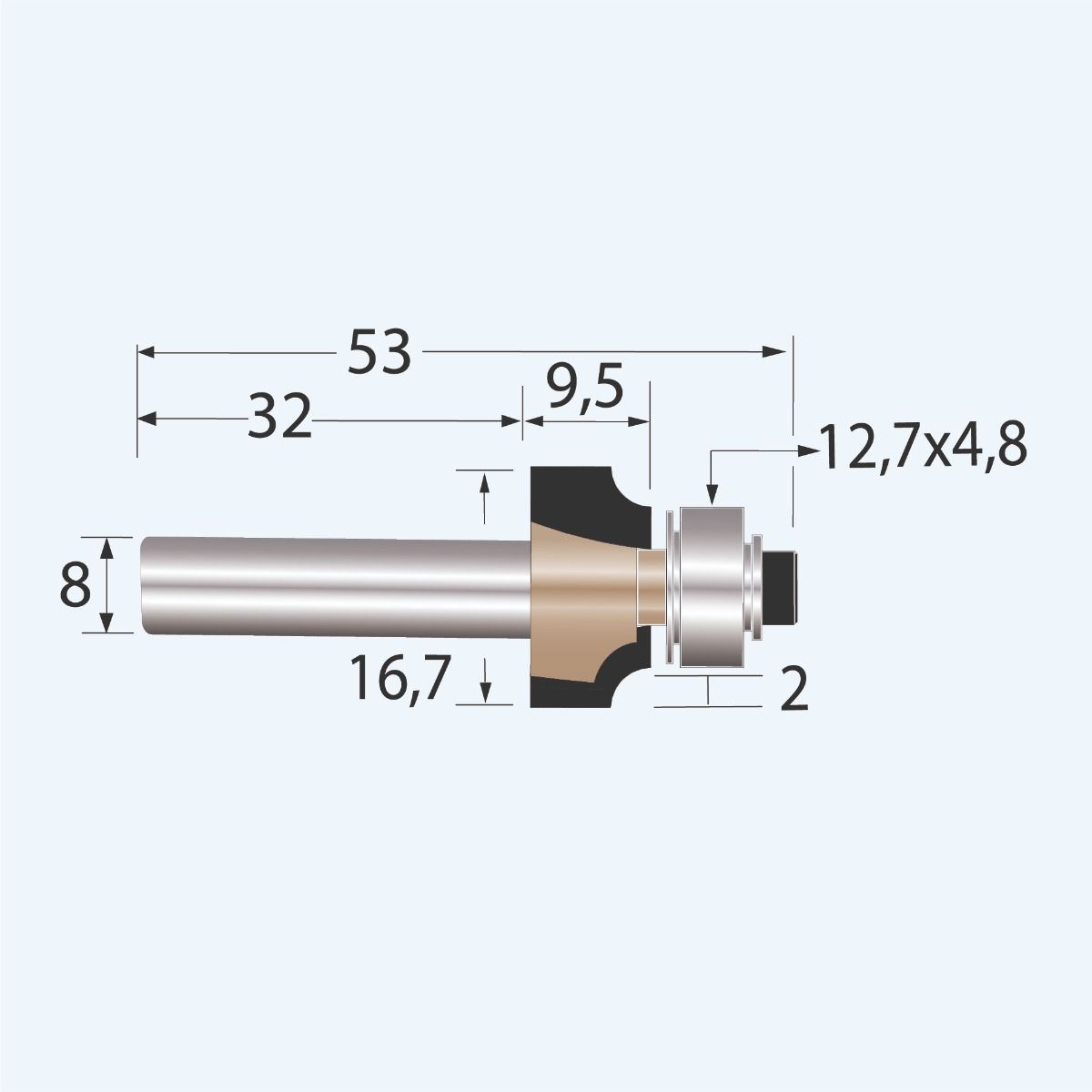 HM afrondfrees Industrial R=2 mm