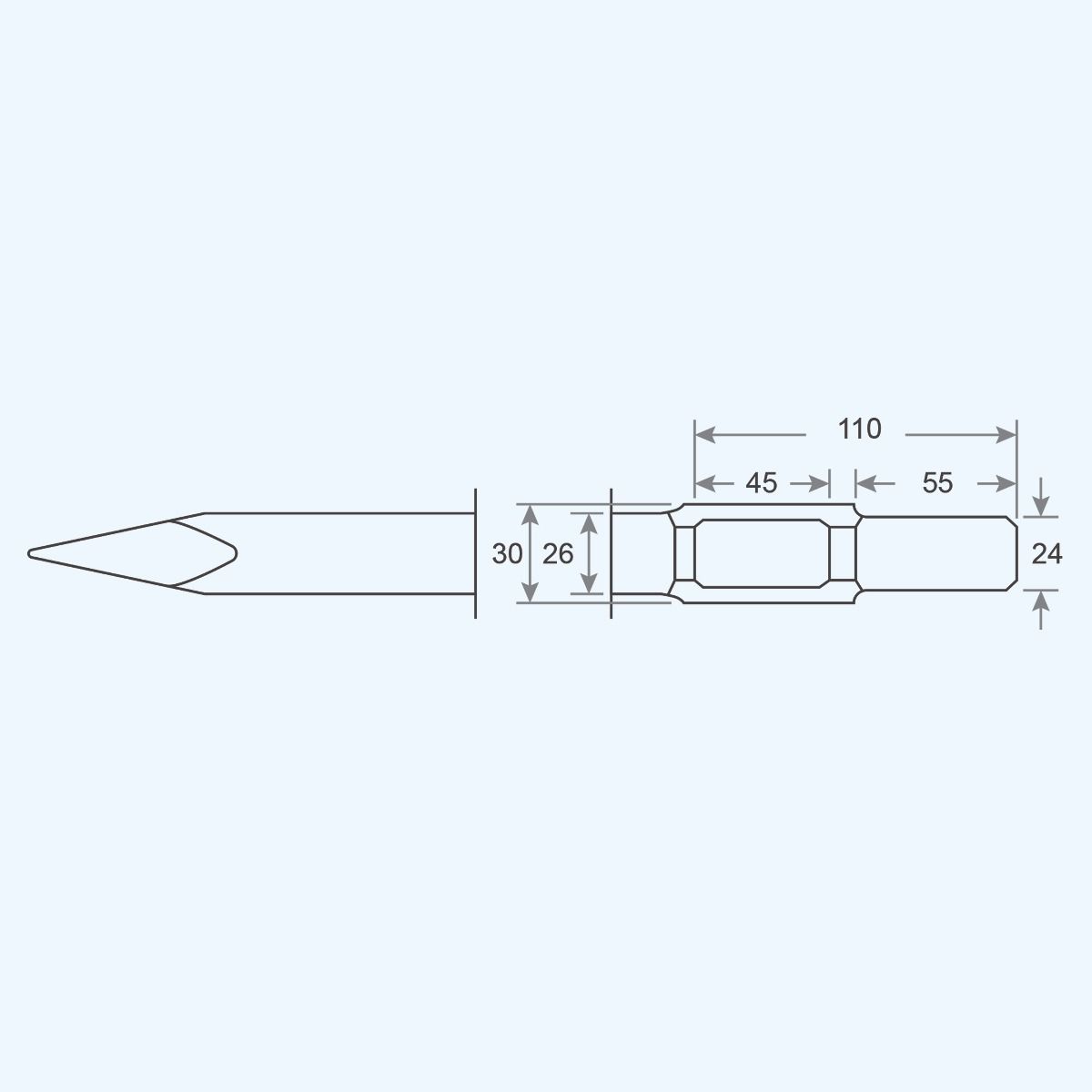 Hex puntbeitel 400 mm