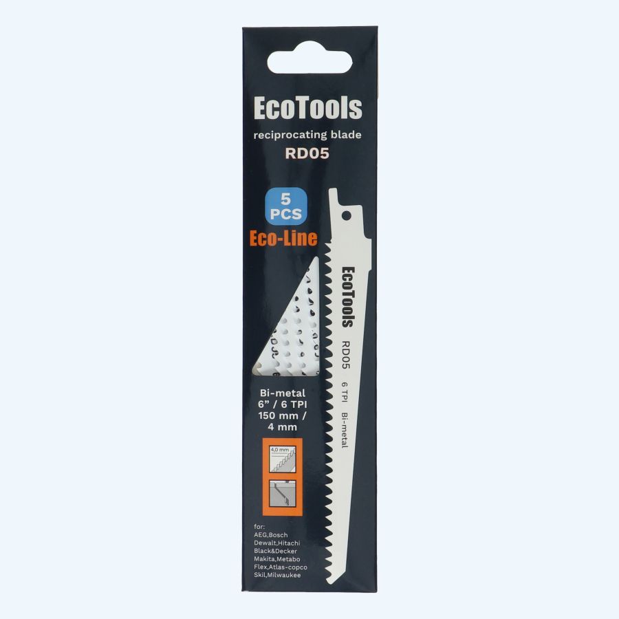 5 st. reciprozaagblad voor hout met spijkers type RD05 (Eco-line)
