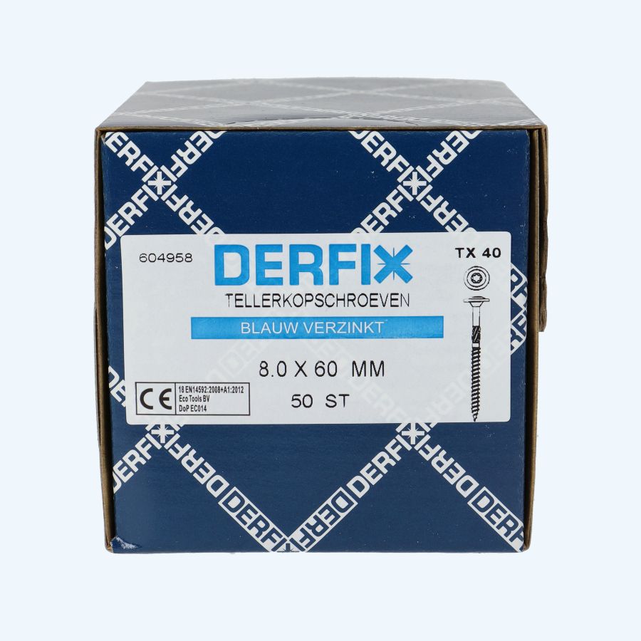 50 stuks Derfix tellerkopschroeven 8 x 60 mm