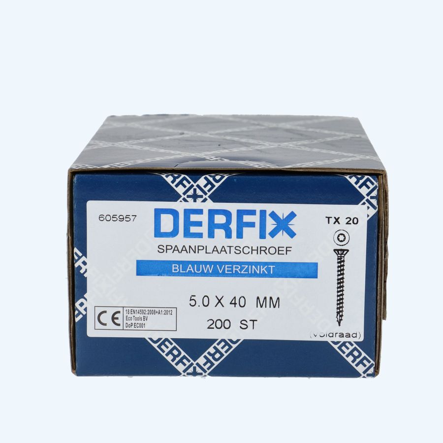200 stuks verzinkte spaanplaatschroef 5,0 x 40 mm Torx (voldraad)