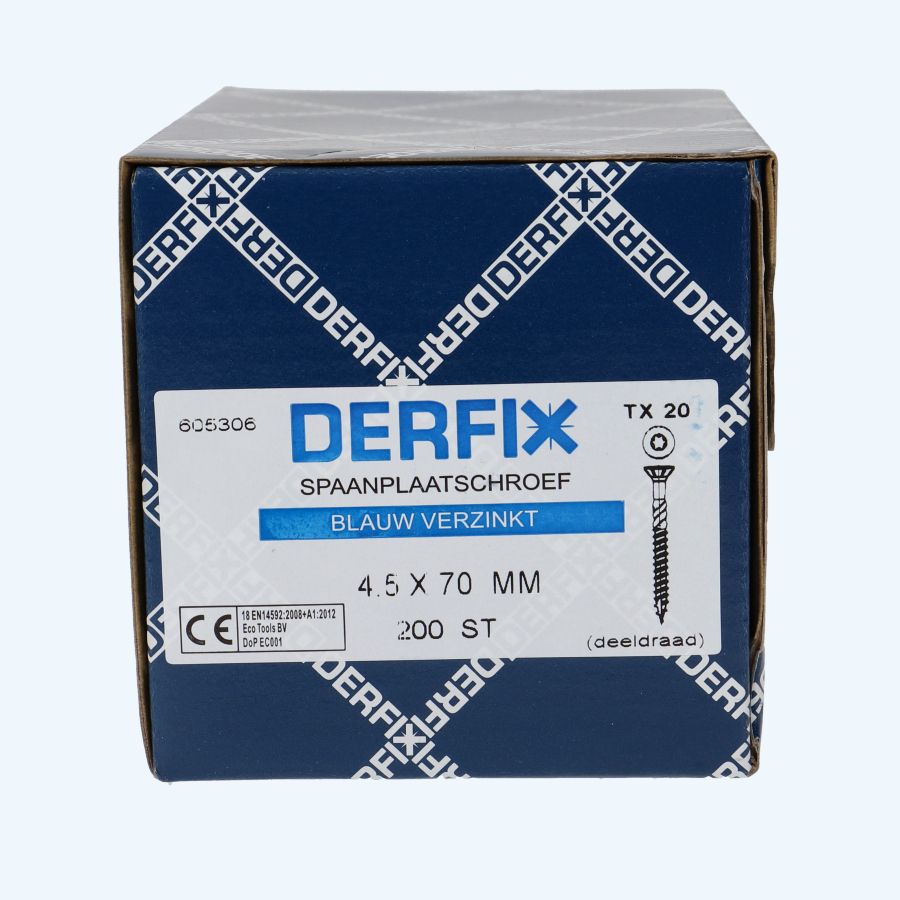 200 stuks verzinkte spaanplaatschroef 4,5 x 70 mm Torx (deeldraad)