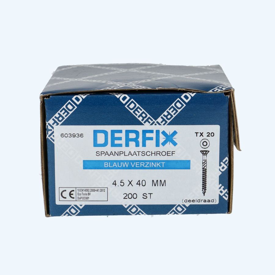200 stuks verzinkte spaanplaatschroef 4,5 x 40 mm Torx (deeldraad)
