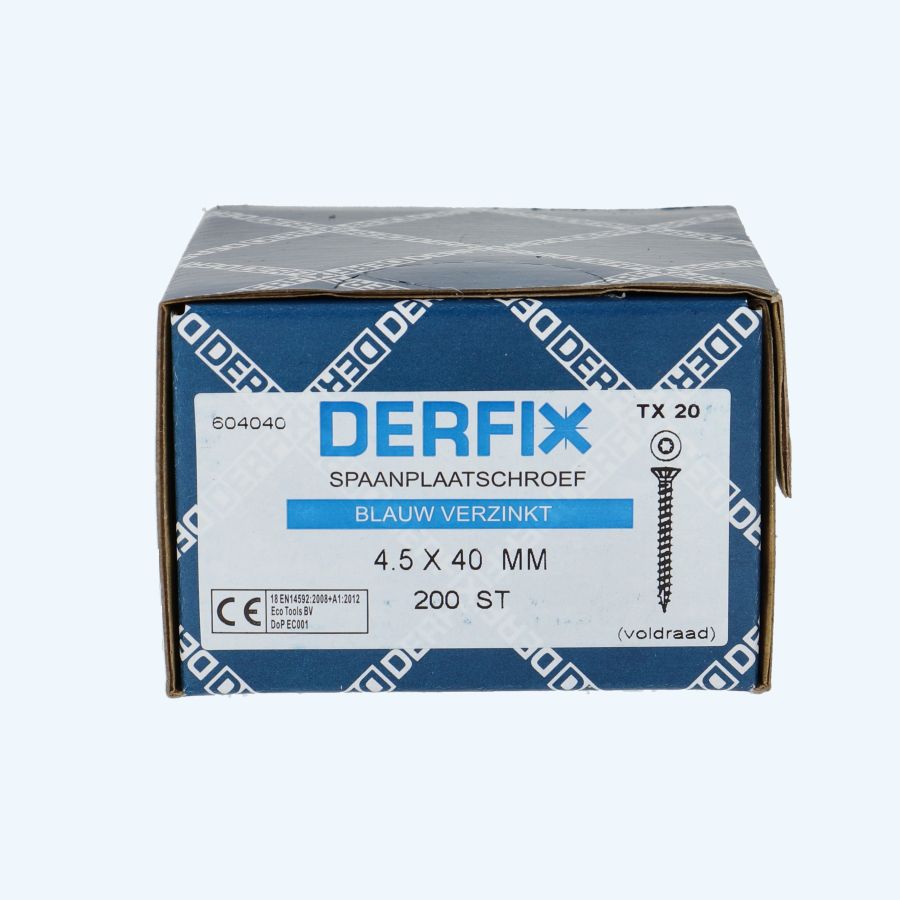 200 stuks verzinkte spaanplaatschroef 4,5 x 40 mm Torx (voldraad)