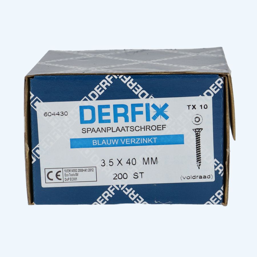 200 stuks verzinkte spaanplaatschroef 3,5 x 40 mm Torx (voldraad)