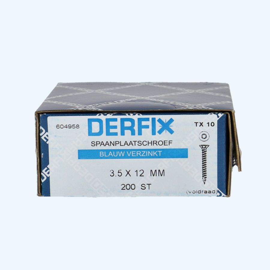 200 stuks verzinkte spaanplaatschroef 3,5 x 12 mm Torx (voldraad)