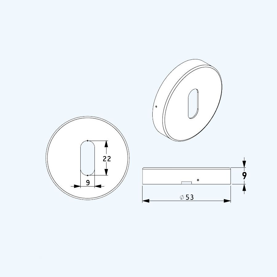 RVS zwart rozet met sleutelgat (2 stuks)