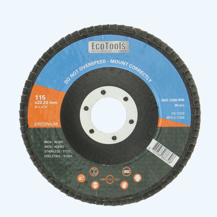 Zirkonium lamellenschijf 115 mm K80 (EcoTools)
