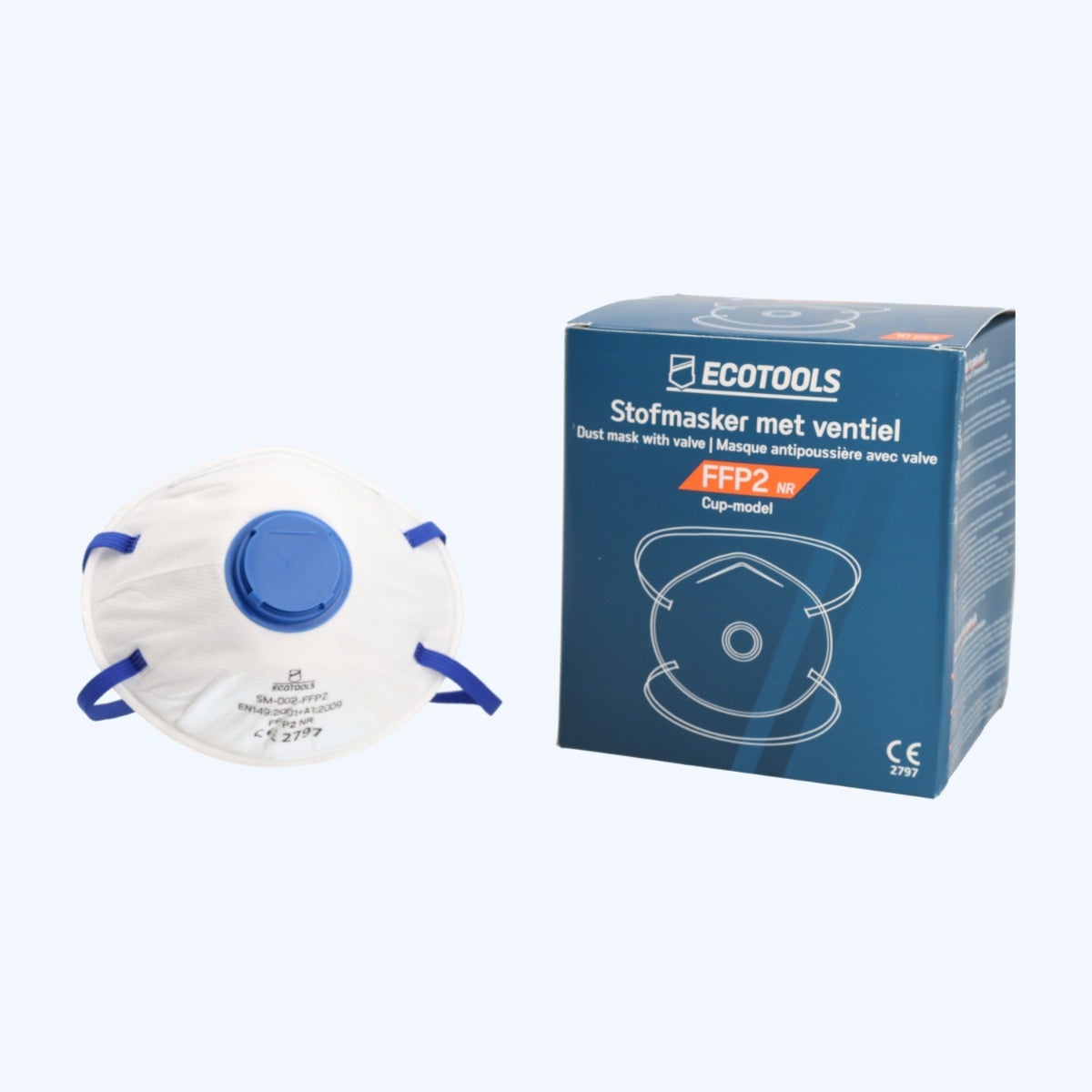 10 stuks EcoTools stofmasker met ventiel cup-model FFP2