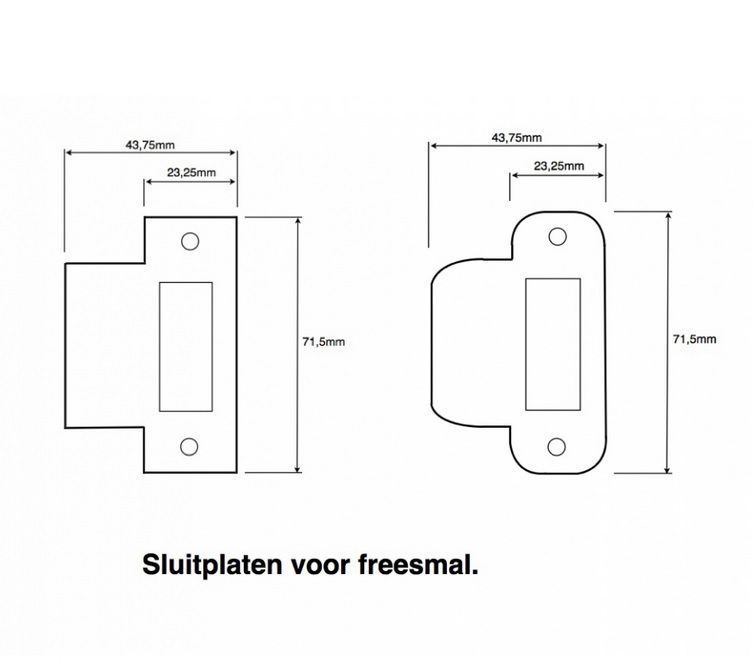 Freesmal voor sluitplaat 71 x 23 mm