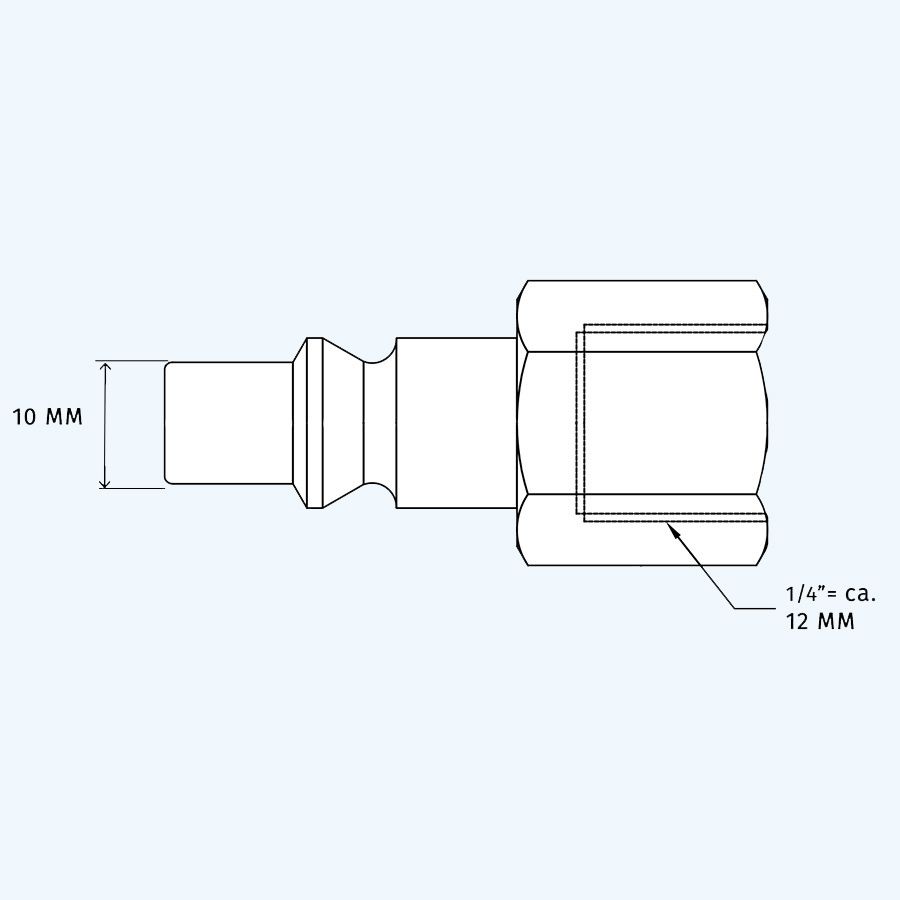 Euro insteeknippel met 1/4" inwendig draad