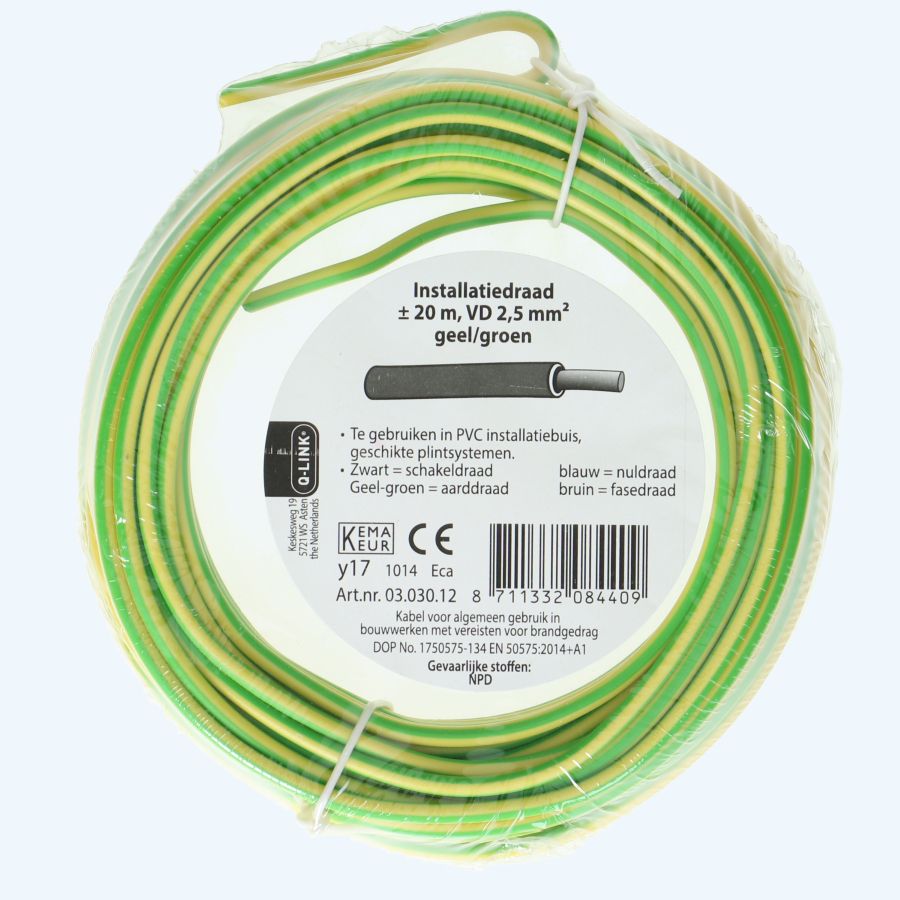 Installatiedraad 2,5mm² geel/groen 20 meter