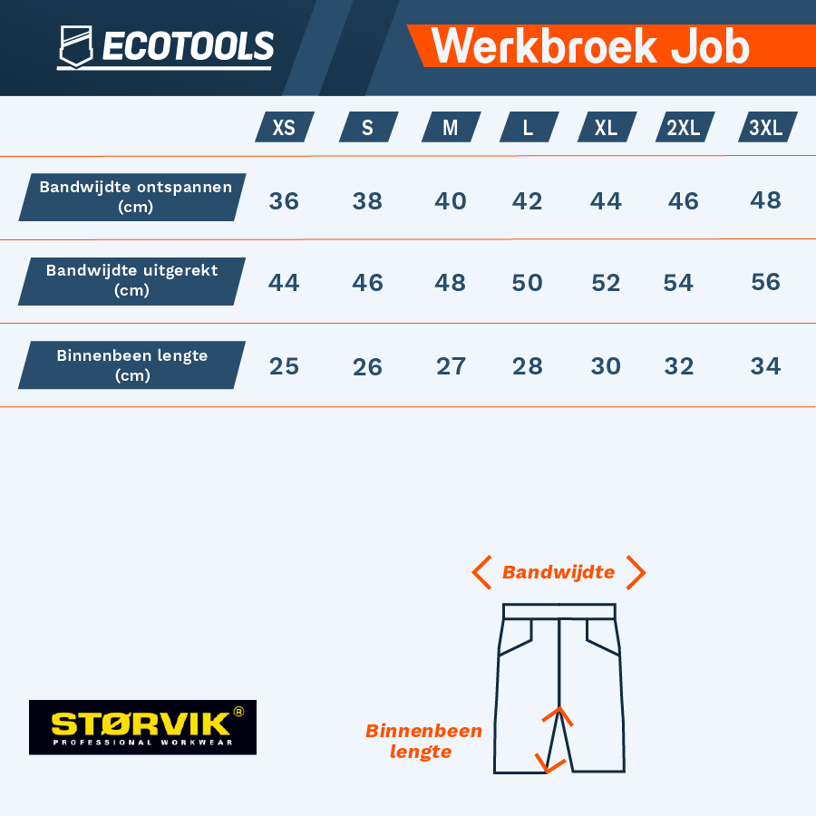 Job Short werkbroek wit XS