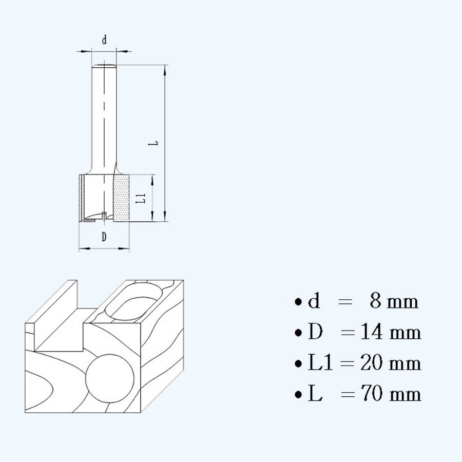 HM groeffrees 14 mm met ondersnijder