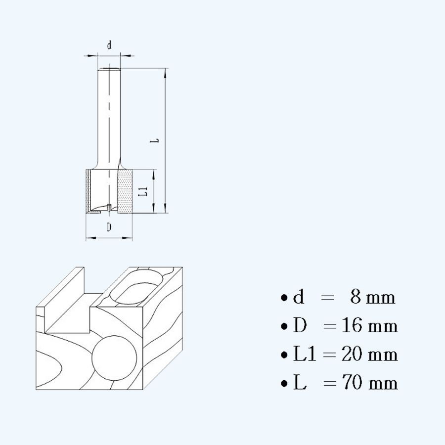 HM groeffrees 16 mm met ondersnijder