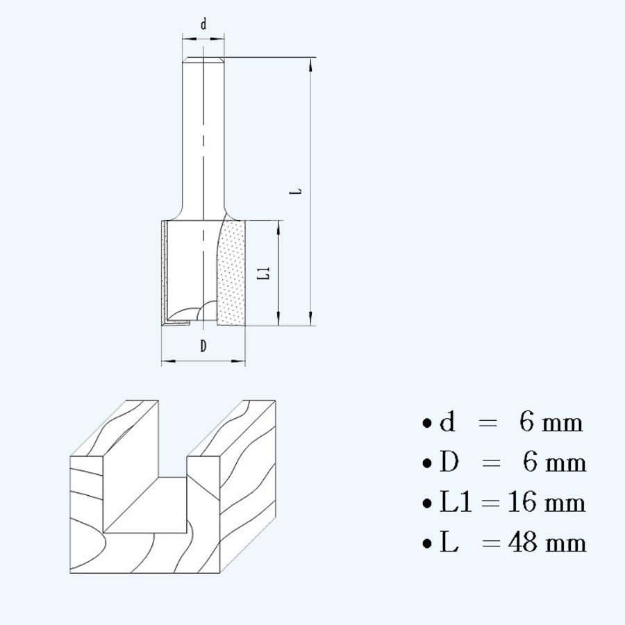 HM groeffrees 6 mm / 6 mm schacht