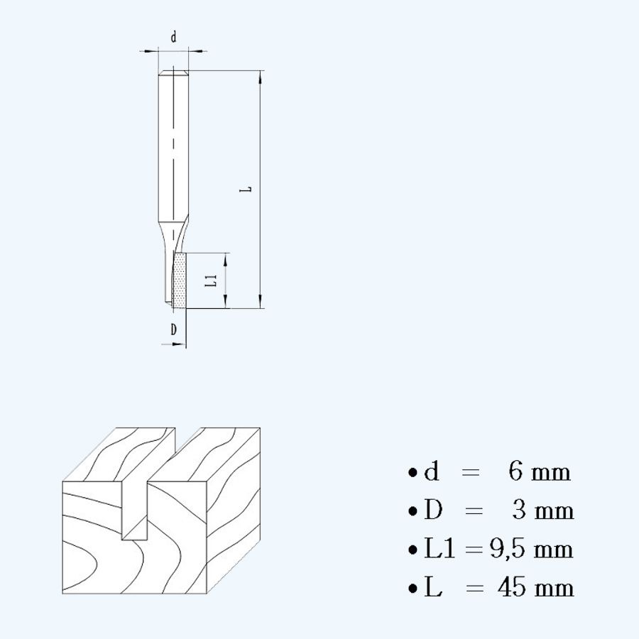 HM groeffrees 3 mm / 6 mm schacht
