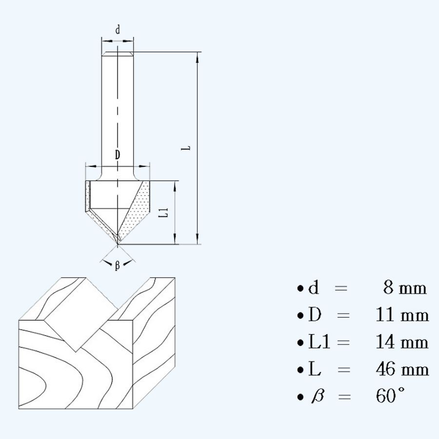 HM V-groeffrees 11 mm 60°
