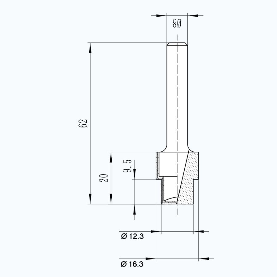 HM getrapte frees 16,3 x 12,3 mm