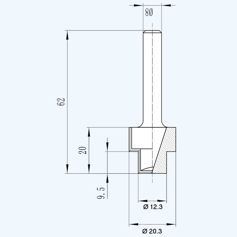 HM getrapte frees (B) 20,3 x 12,3 mm