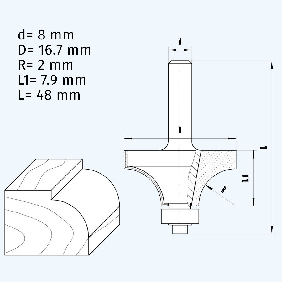 HM afrondfrees R=2mm