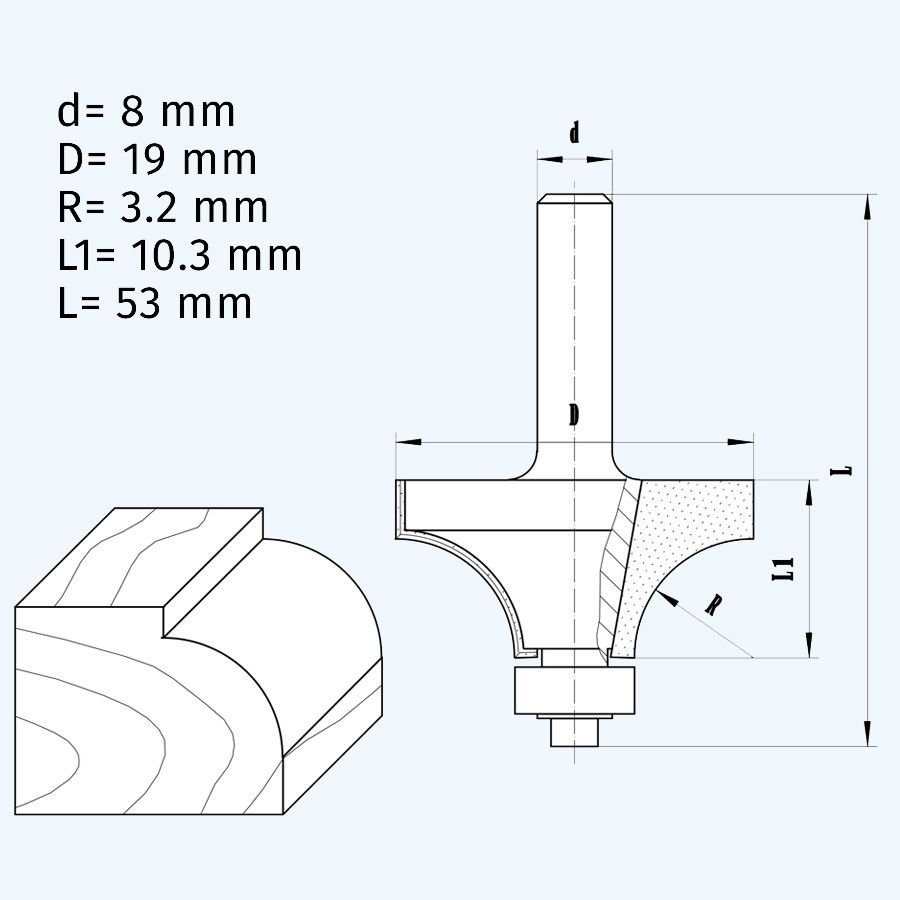 HM afrondfrees R=3,2mm