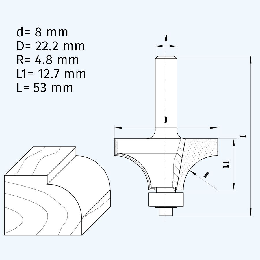 HM afrondfrees R=4,8 mm