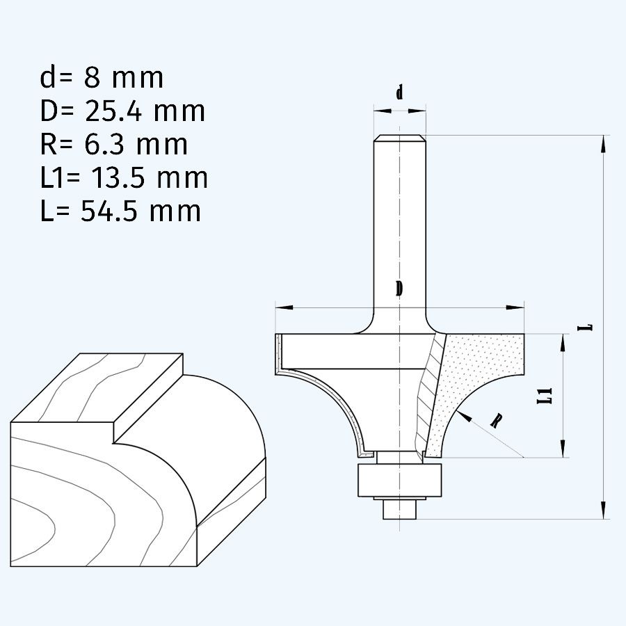 HM afrondfrees R=6,3 mm
