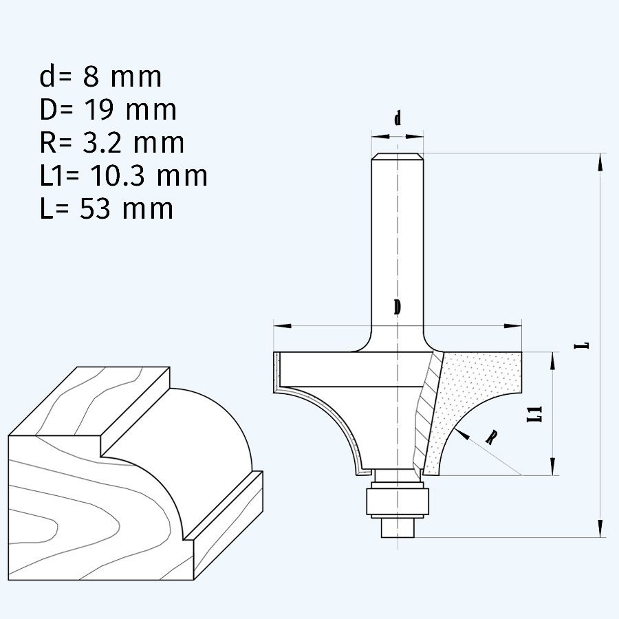 HM kwartrondfrees R=3,2 mm