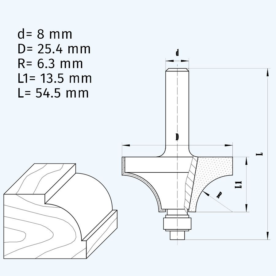 HM kwartrondfrees R=6,3 mm