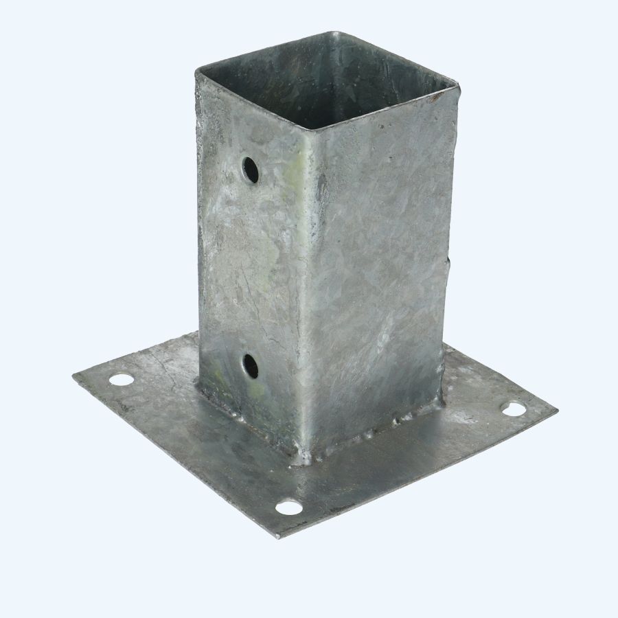 Paalhouder op plaat 91 x 91 x 150 mm