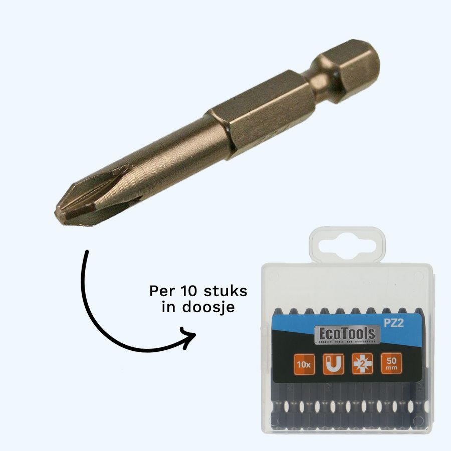 Verlengde pozidrive schroefbit nr 2 x 50 mm