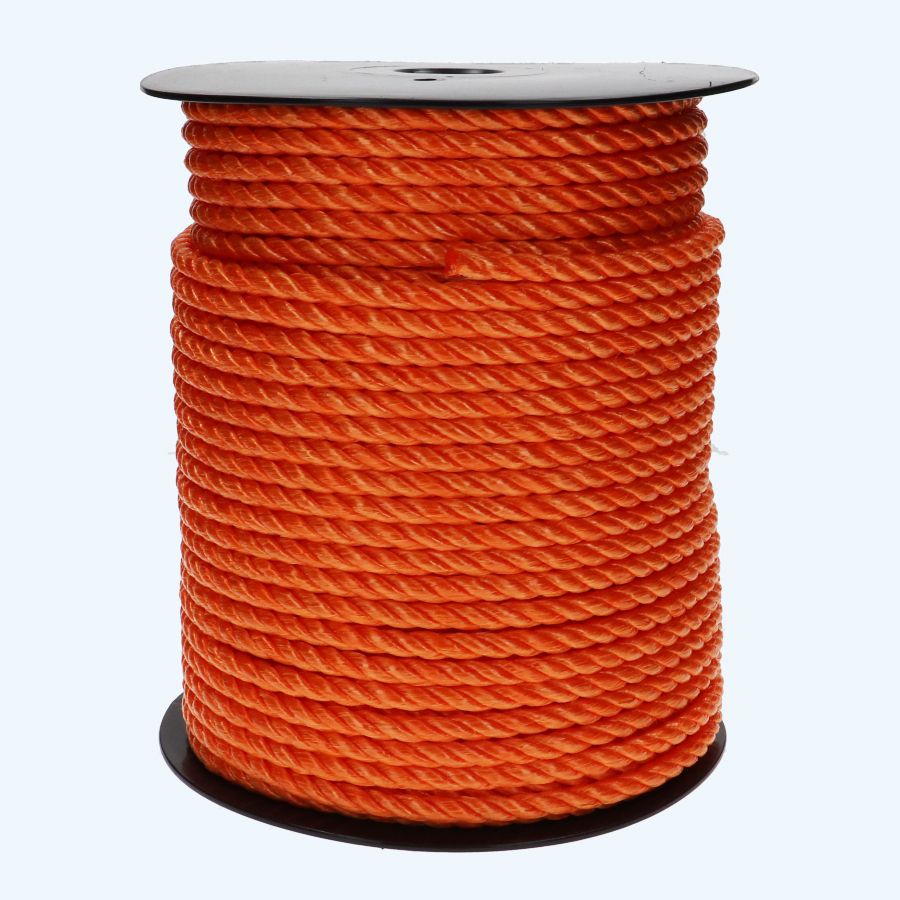 100 meter PP splitfilm touw 6 mm oranje