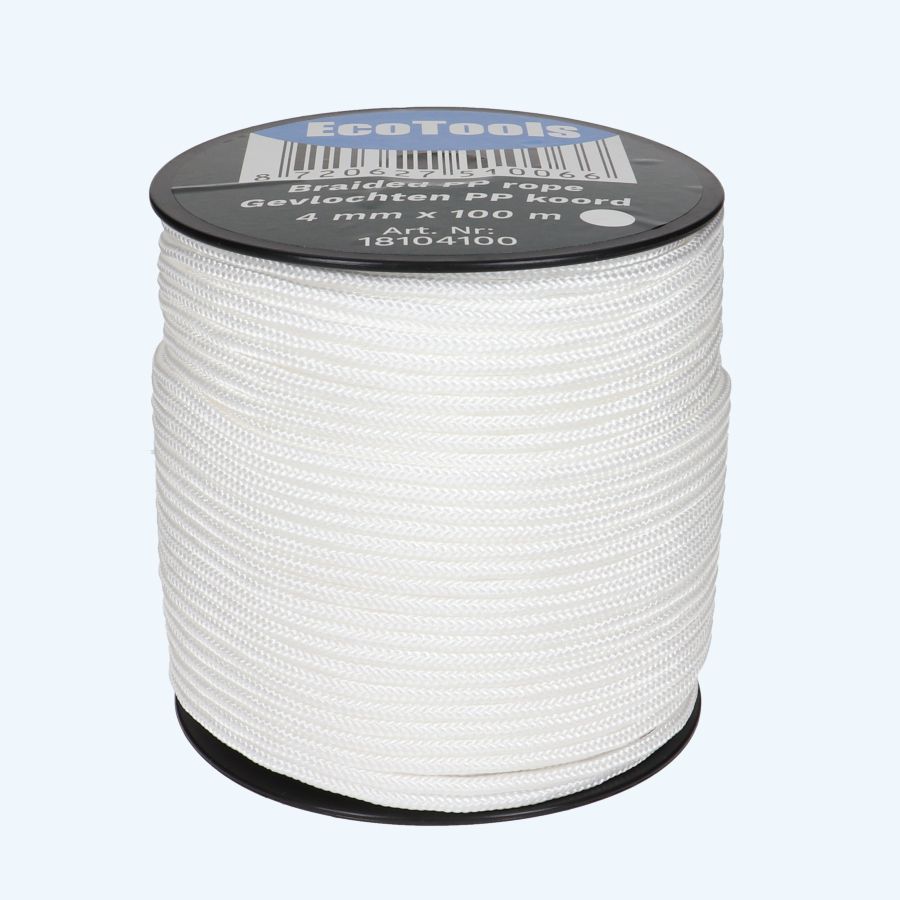 100 meter gevlochten PP koord 4 mm wit