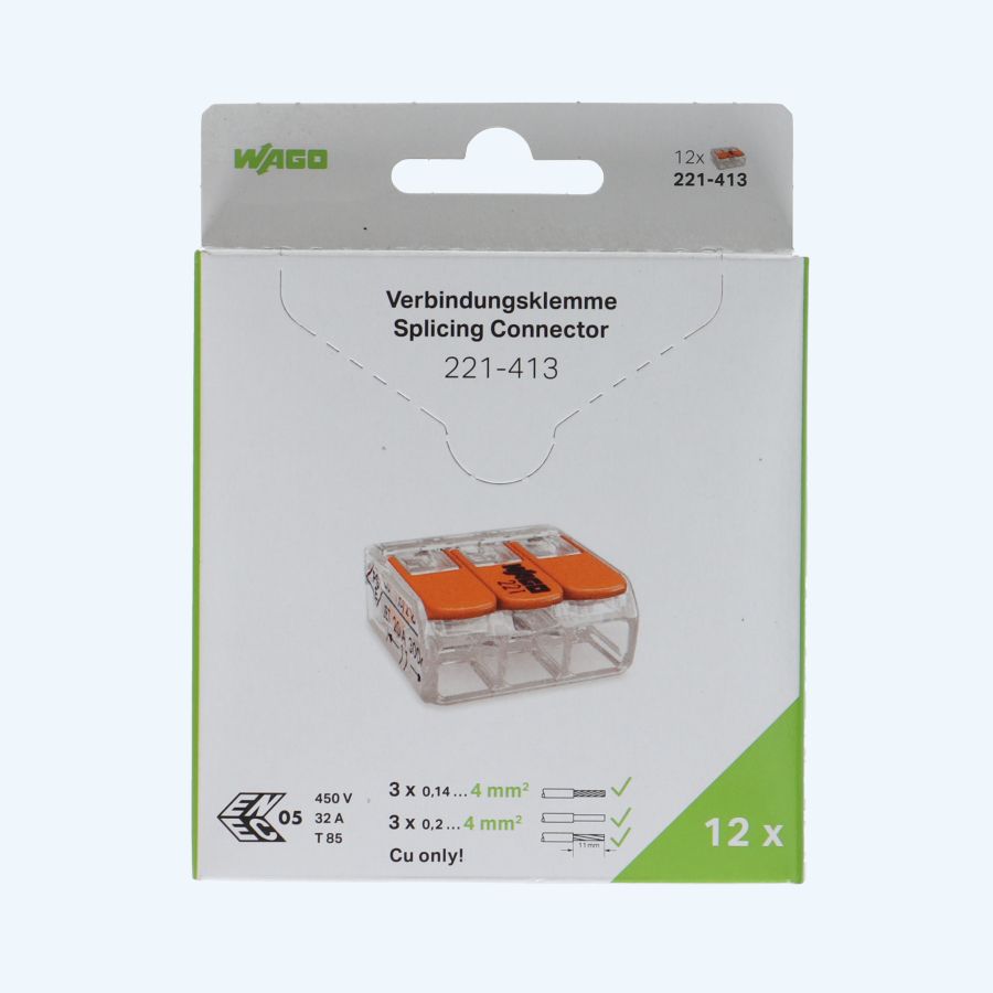 WAGO 3V verbindingsklem 4mm² (12 stuks)