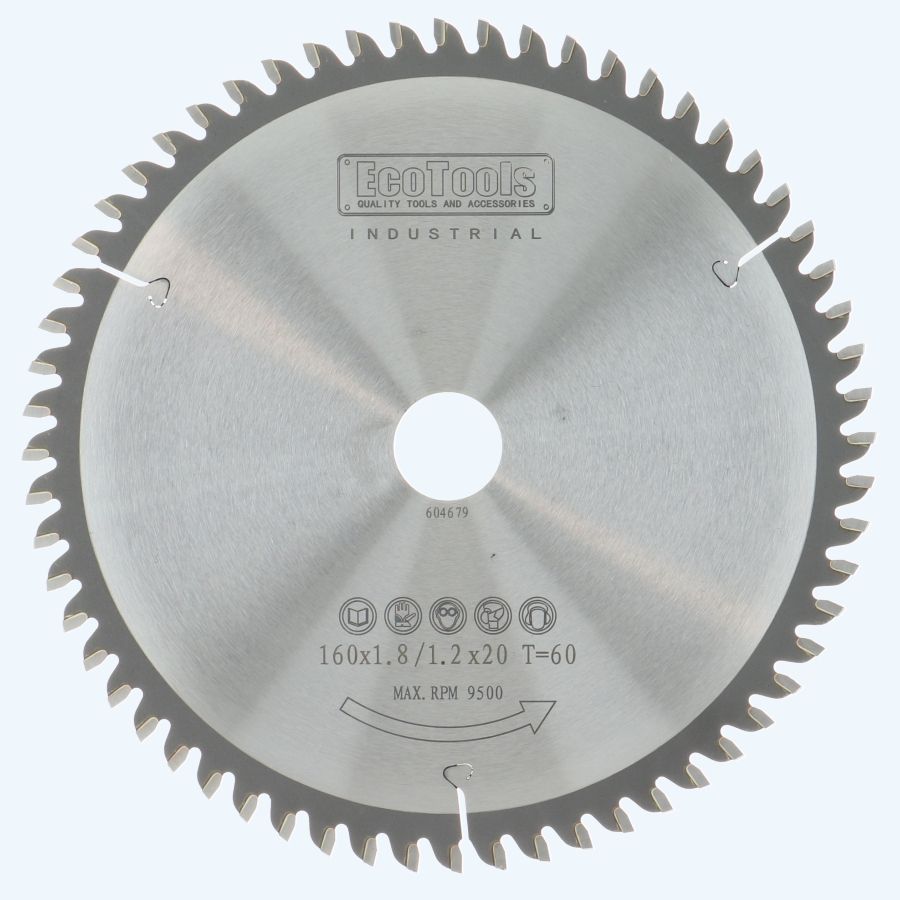 HM-zaagblad Industrial 160 x 20 mm T=60 vlak-daktand (1,8/1,2 mm)