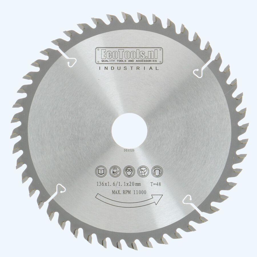 HM zaagblad 136 x 20 mm T48 (1,1 / 1,6mm) Industrial