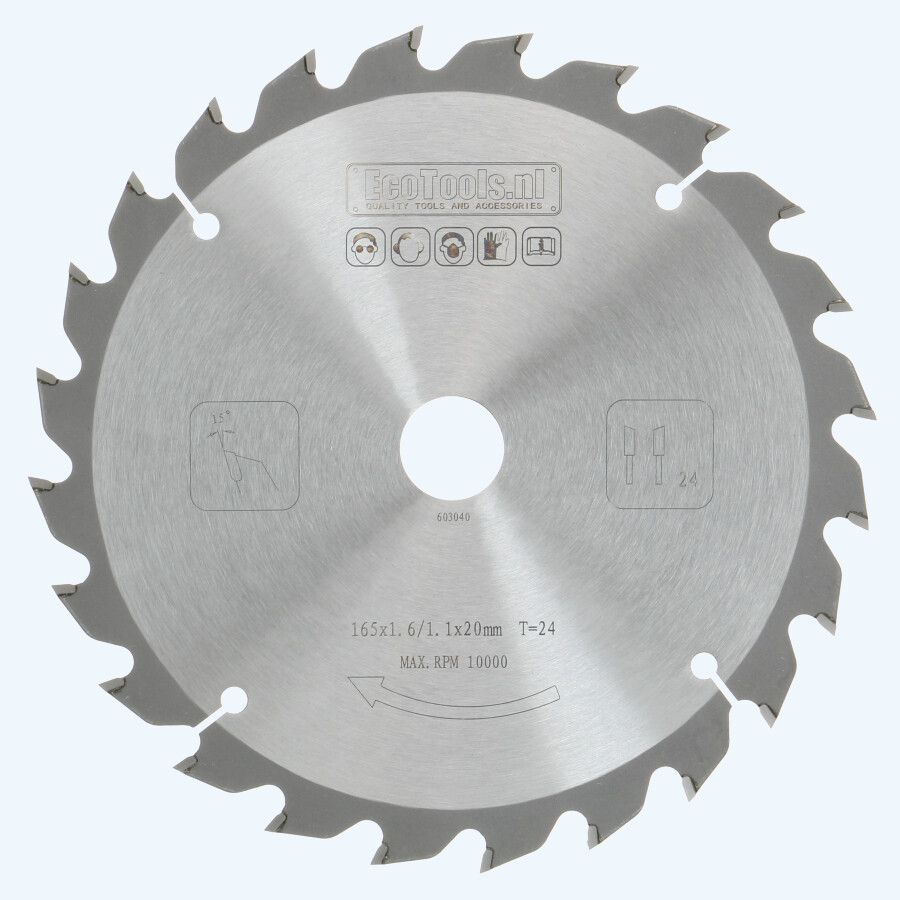 HM zaagblad 165 x 20 mm T24 (1,1 / 1,6mm) Prof