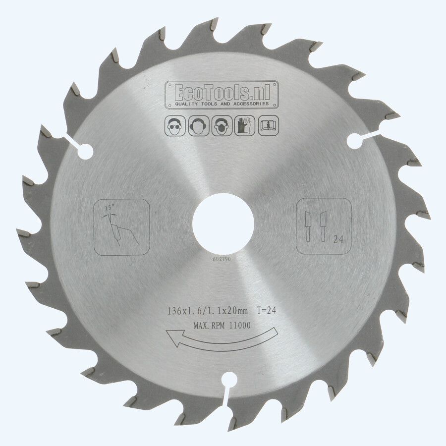 HM zaagblad 136 x 20 mm T24 (1,1 / 1,6mm) Prof