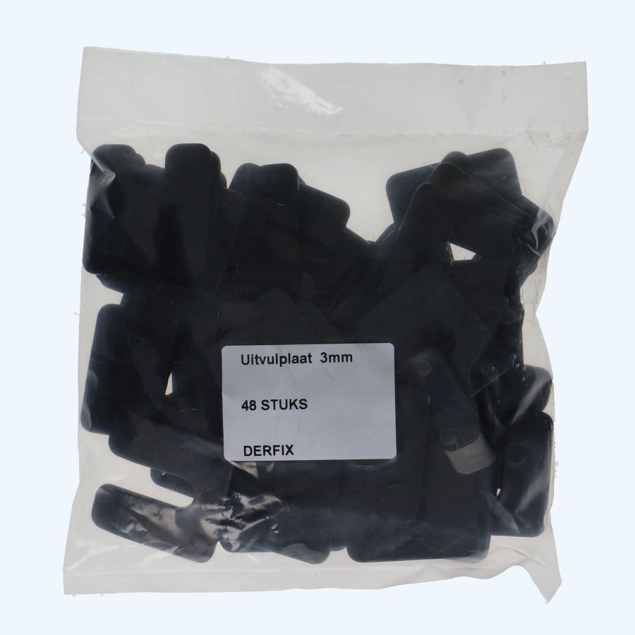 48 stuks uitvulplaatjes 3 x 47 mm zwart (zakje)