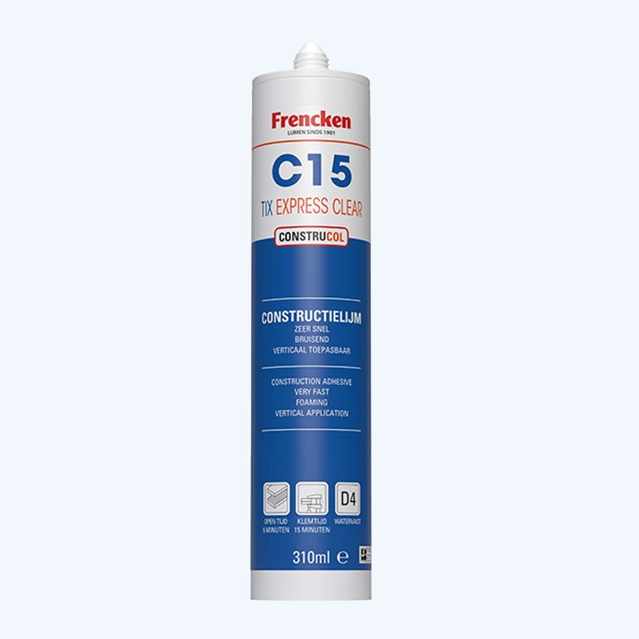 Frencken PU constructielijm C15 TIX Express transparant 310 ml Frencken PU constructielijm C15 TIX Express transparant 310 ml