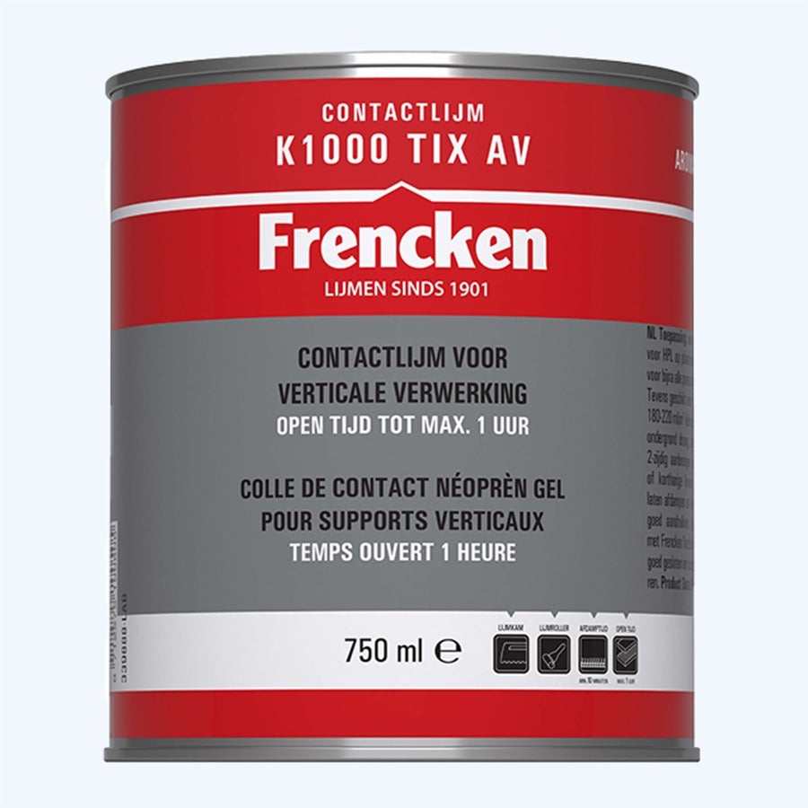 Frencken contactlijm K1000 TIX aromaatvrij 750 ml Frencken contactlijm K1000 TIX aromaatvrij 750 ml