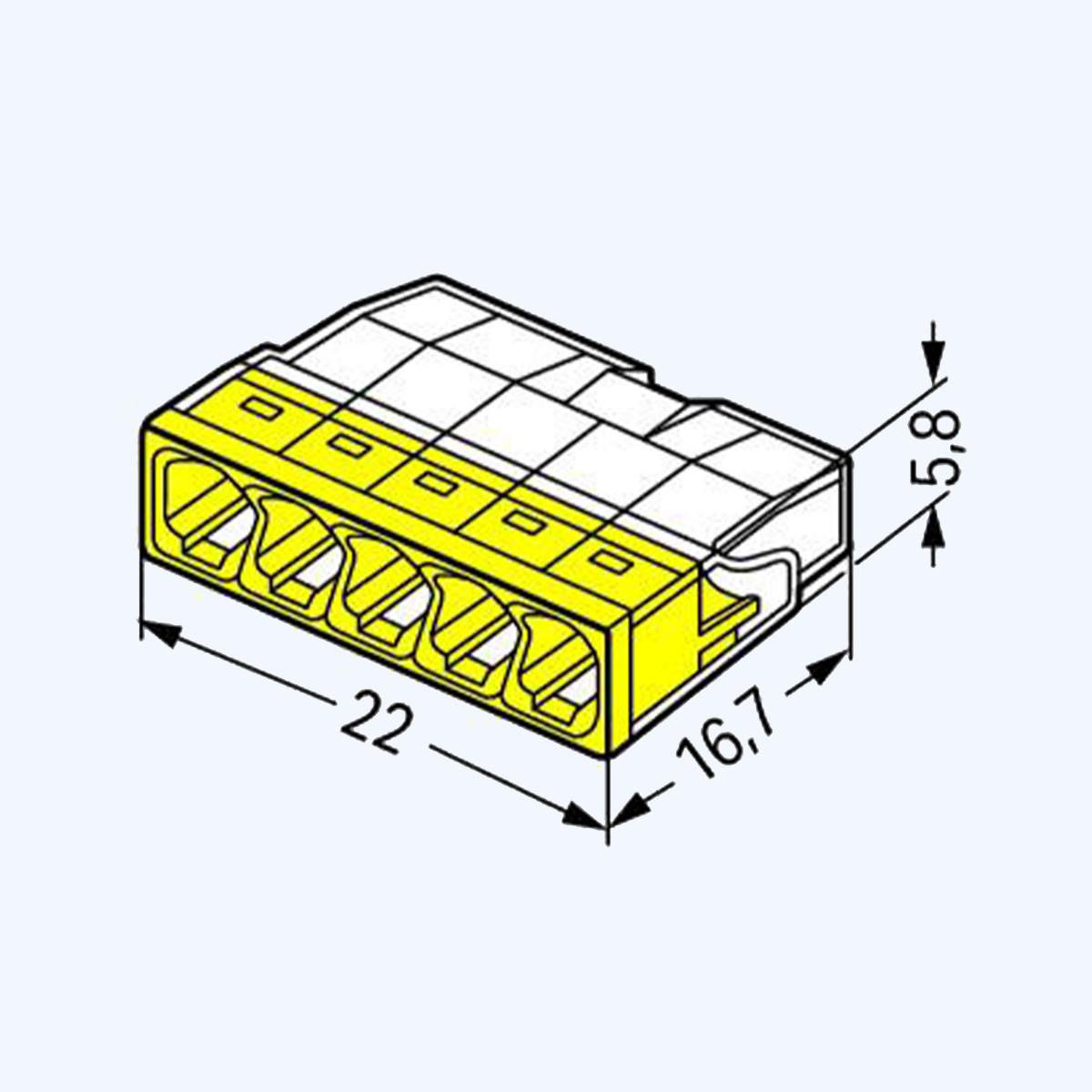WAGO Lasklem COMPACT 5-voudig 2,5 mm² (20 stuks) WAGO Lasklem COMPACT 5-voudig 2,5 mm² (20 stuks)