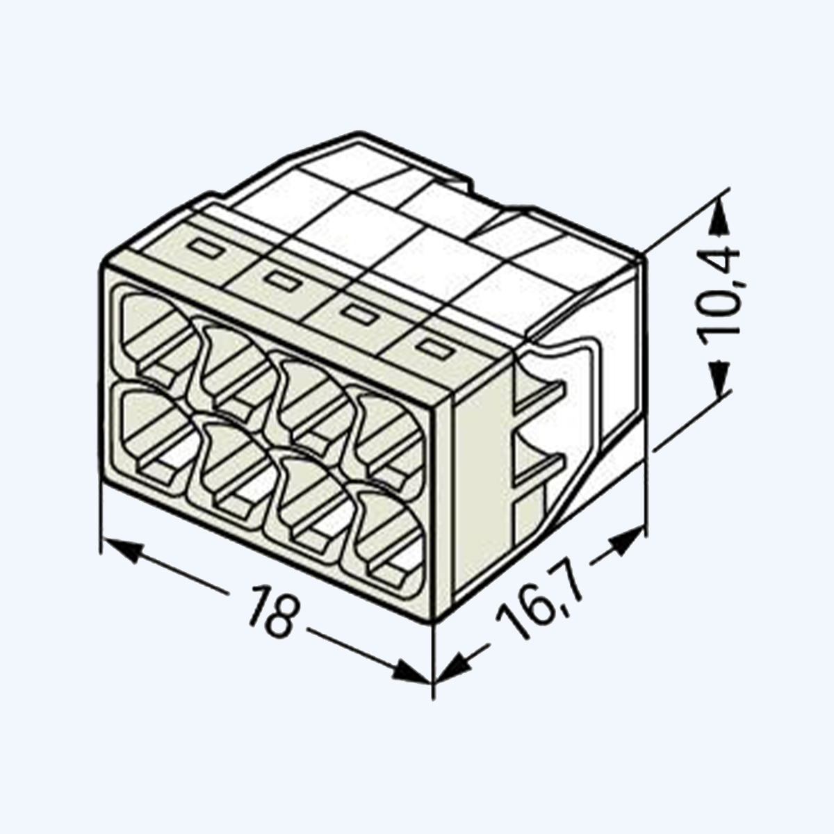 WAGO Lasklem COMPACT 8-voudig 2,5 mm² (10 stuks) WAGO Lasklem COMPACT 8-voudig 2,5 mm² (10 stuks)